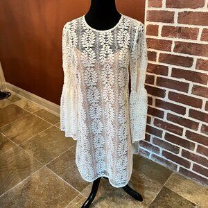 NWT Michael Kors Bone Bell-Sleeve Lace Dress